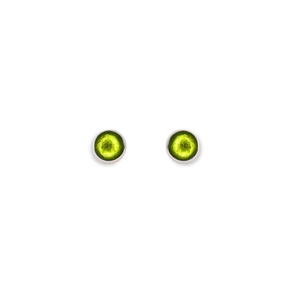 Kiwi Aluminium Circles Shiny Mini Stud Earrings