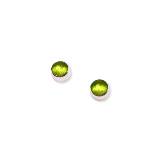 Kiwi Aluminium Circles Shiny Mini Stud Earrings