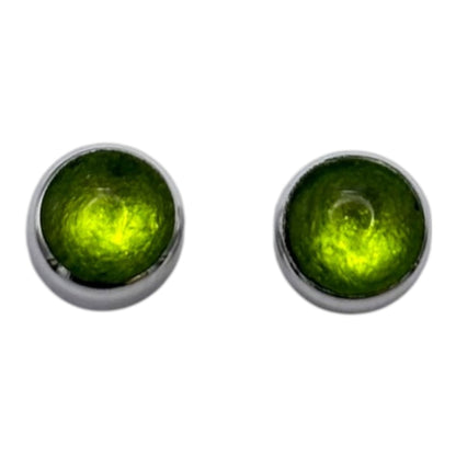 Lime Aluminium Circles Shiny Mini Stud Earrings | The Jewellery Stop