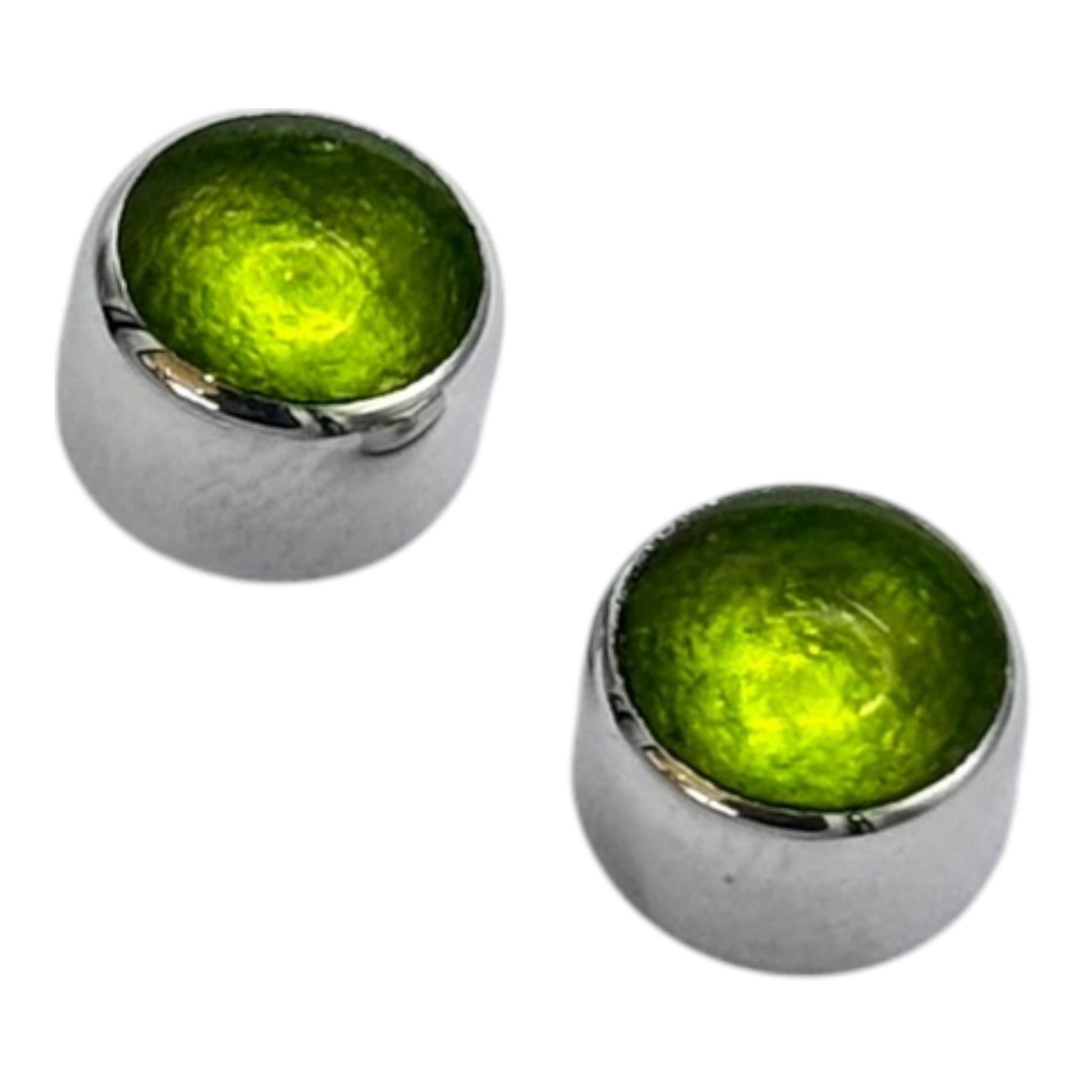 Lime Aluminium Circles Shiny Mini Stud Earrings | The Jewellery Stop