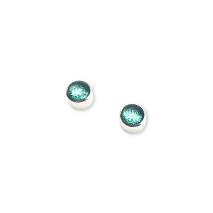 Mint Aluminium Circles Shiny Mini Stud Earrings