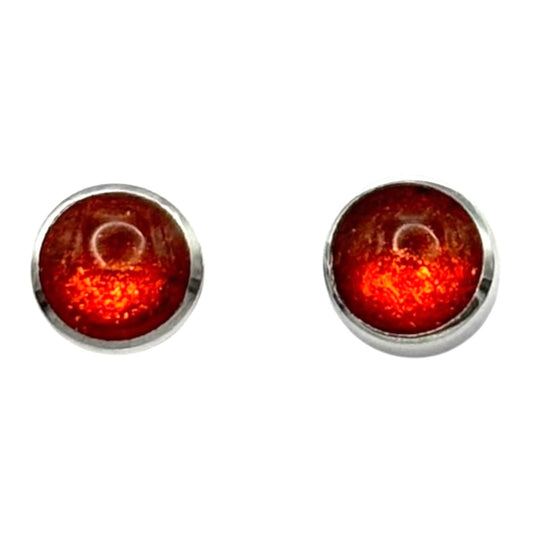 Orange Aluminium Circles Shiny Mini Stud Earrings | The Jewellery Stop