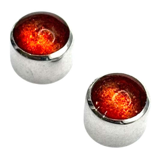 Orange Aluminium Circles Shiny Mini Stud Earrings | The Jewellery Stop