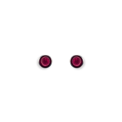 Pink Aluminium Circles Shiny Mini Stud Earrings