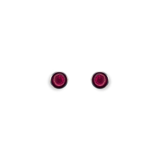 Pink Aluminium Circles Shiny Mini Stud Earrings