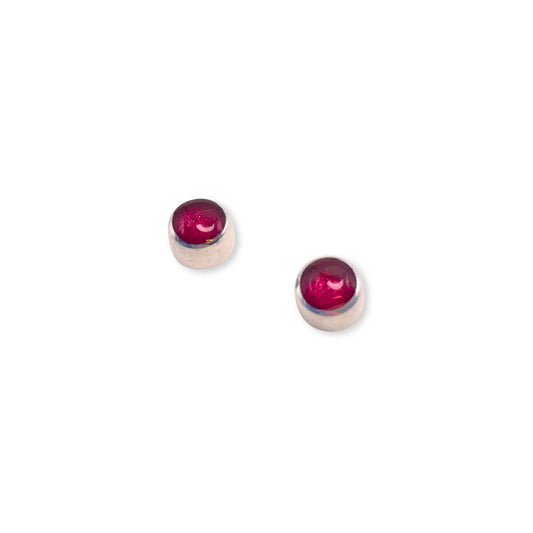 Pink Aluminium Circles Shiny Mini Stud Earrings