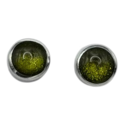 Pistachio Aluminium Circles Shiny Mini Stud Earrings | The Jewellery Stop