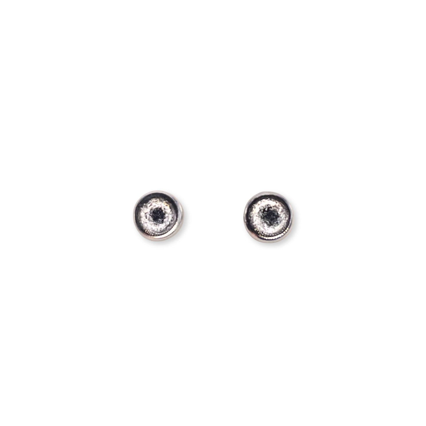 Silver Aluminium Circles Shiny Mini Stud Earrings