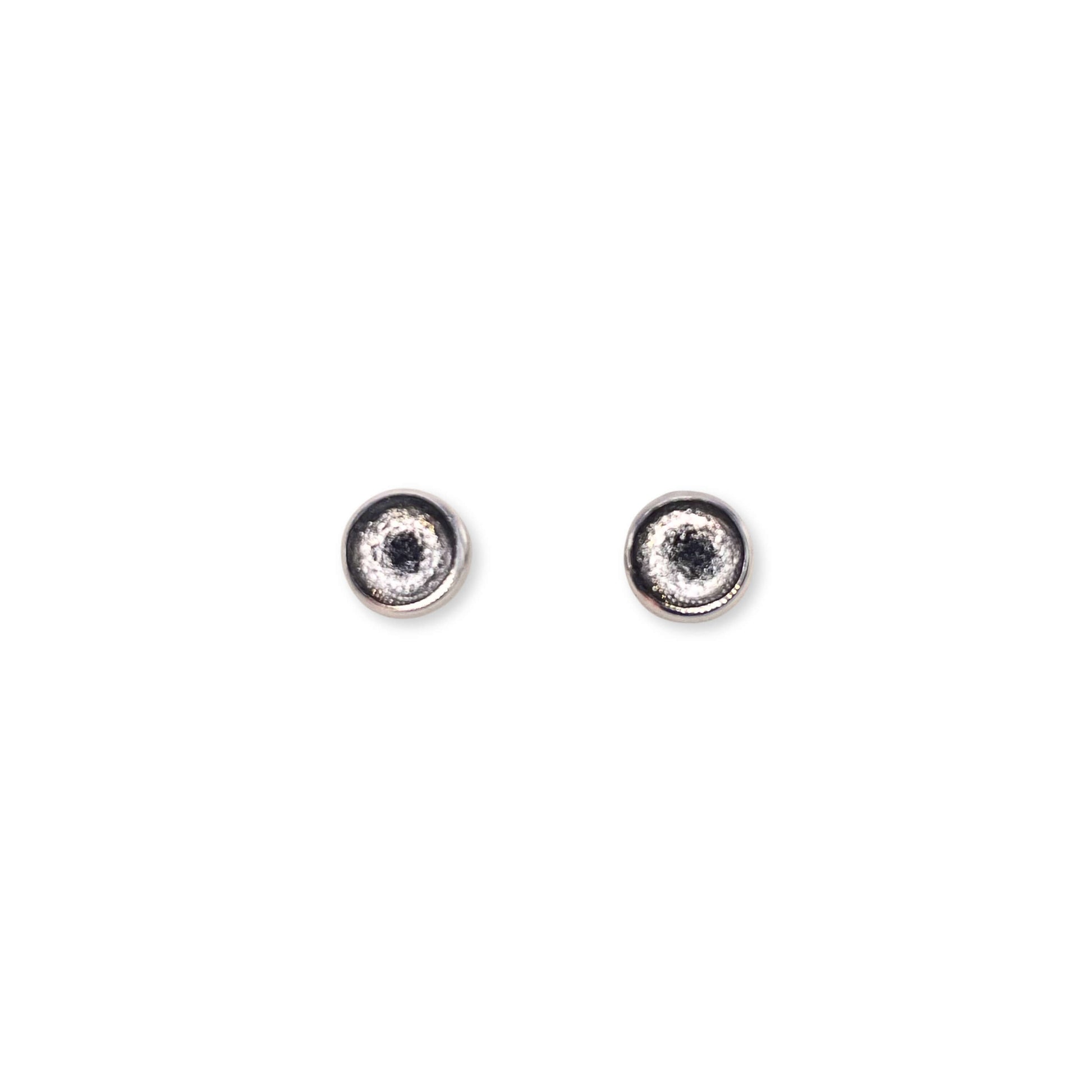 Silver Aluminium Circles Shiny Mini Stud Earrings
