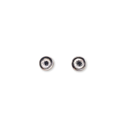 Silver Aluminium Circles Shiny Mini Stud Earrings