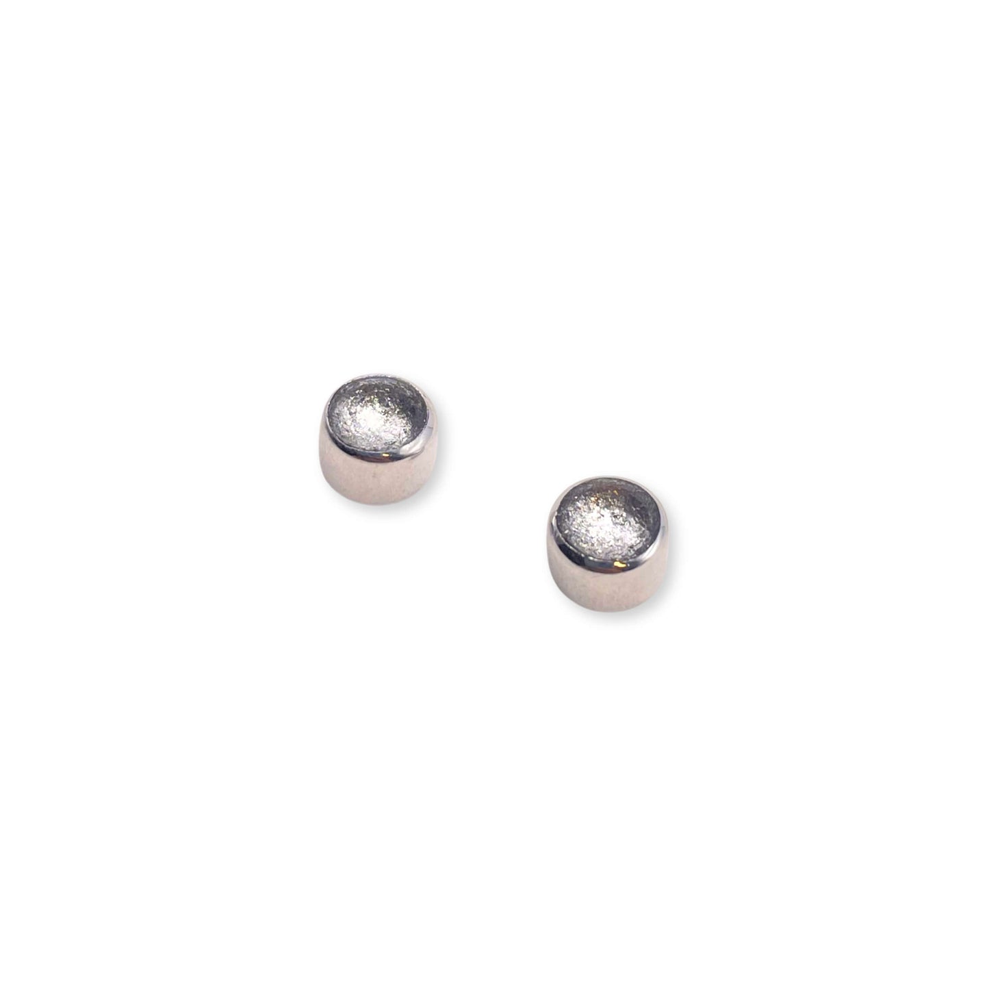 Silver Aluminium Circles Shiny Mini Stud Earrings