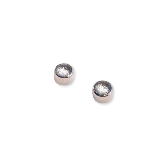 Silver Aluminium Circles Shiny Mini Stud Earrings