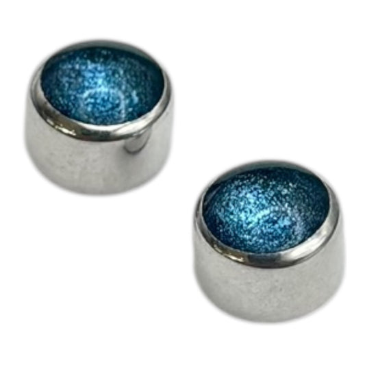 Sky Aluminium Circles Shiny Mini Stud Earrings | The Jewellery Stop