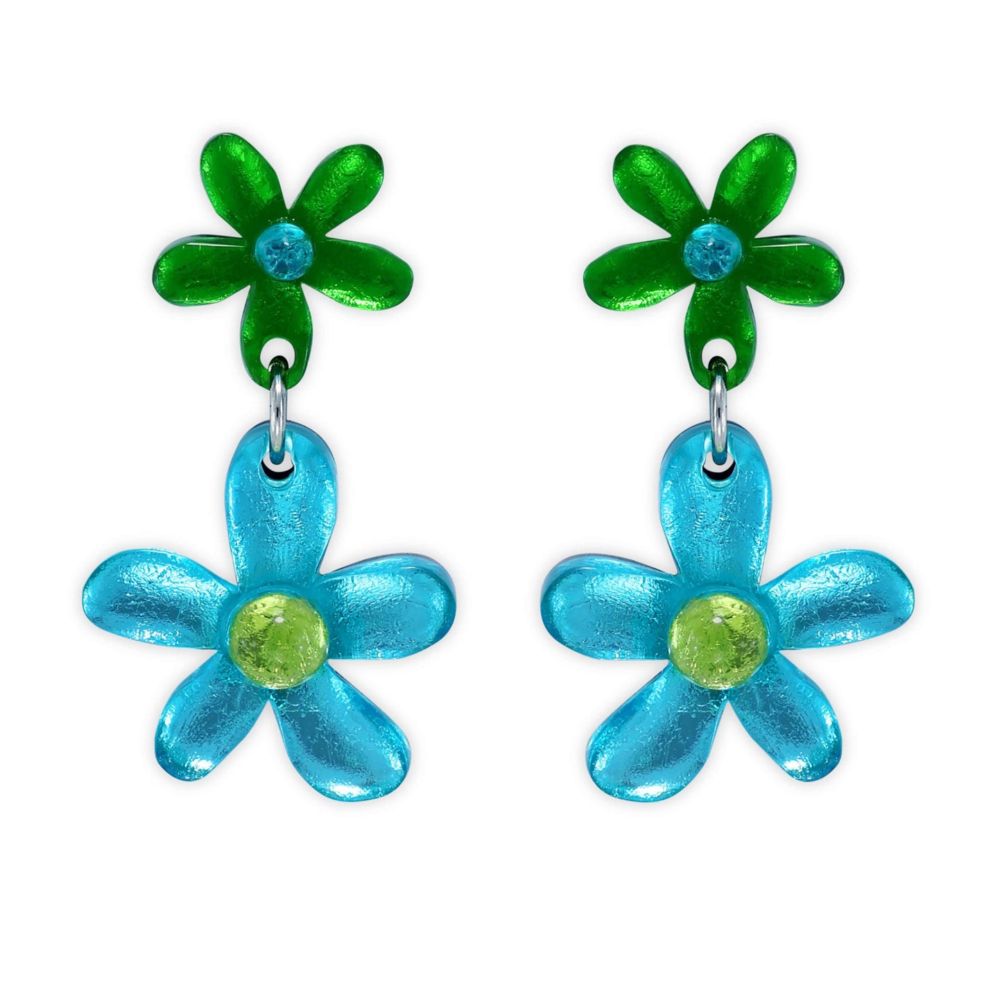 Neptune Flower Double Drop Stud Earrings | The Jewellery Stop