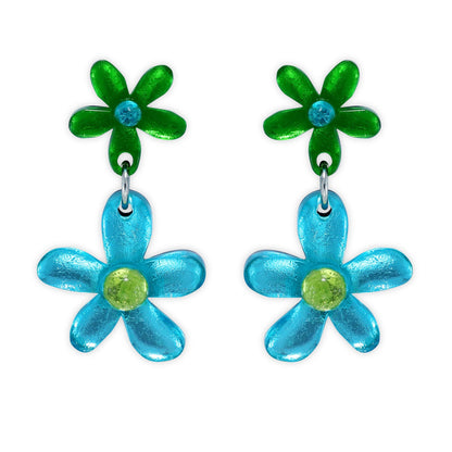 Neptune Flower Double Drop Stud Earrings | The Jewellery Stop