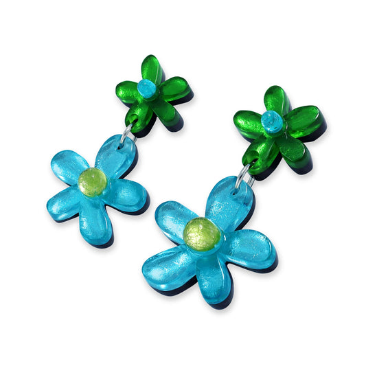 Neptune Flower Double Drop Stud Earrings | The Jewellery Stop