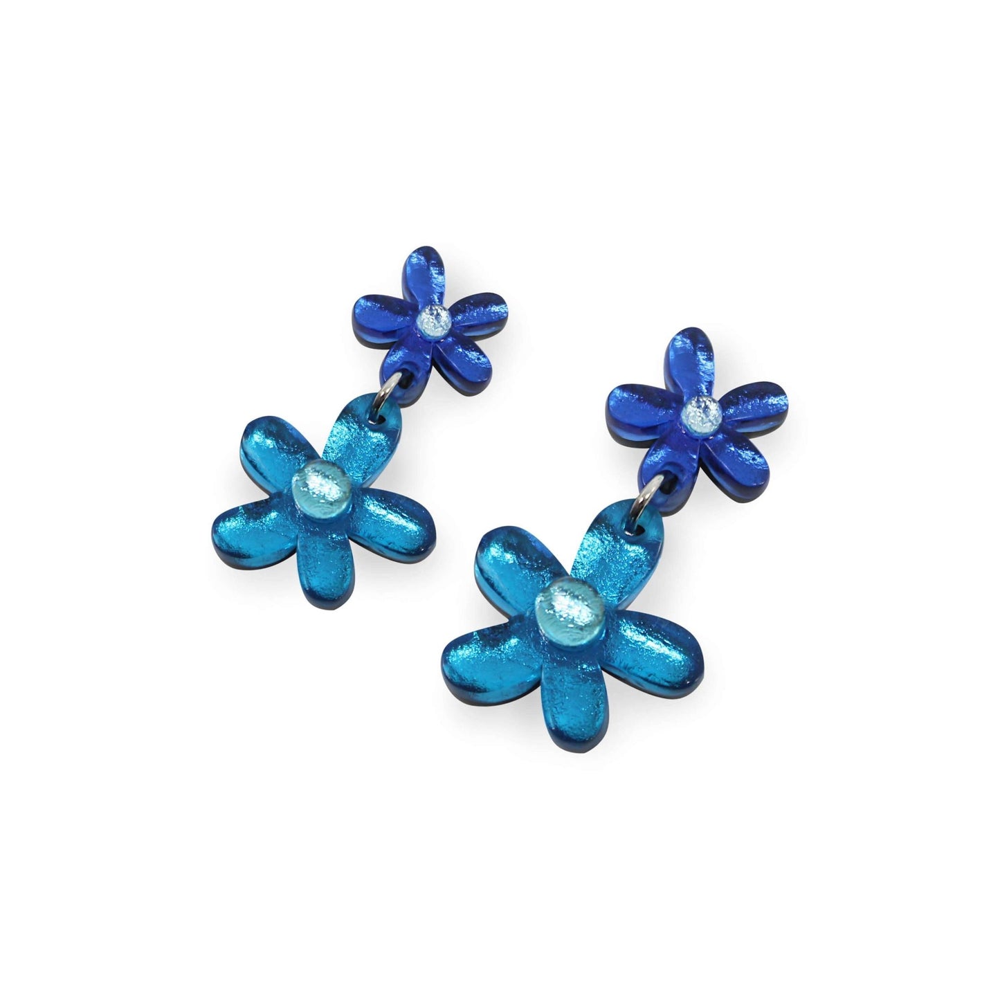 Turquoise Flower Double Drop Stud Earrings | The Jewellery Stop