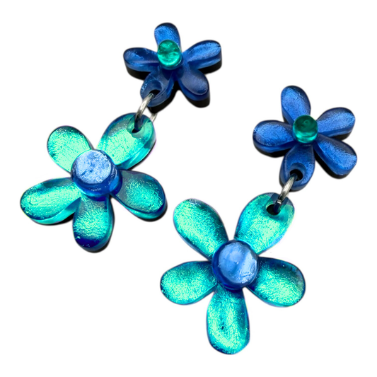 Crystal Flower Double Drop Stud Earrings | The Jewellery Stop
