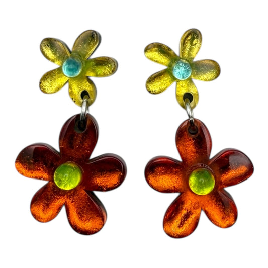 Zest Flower Double Drop Stud Earrings