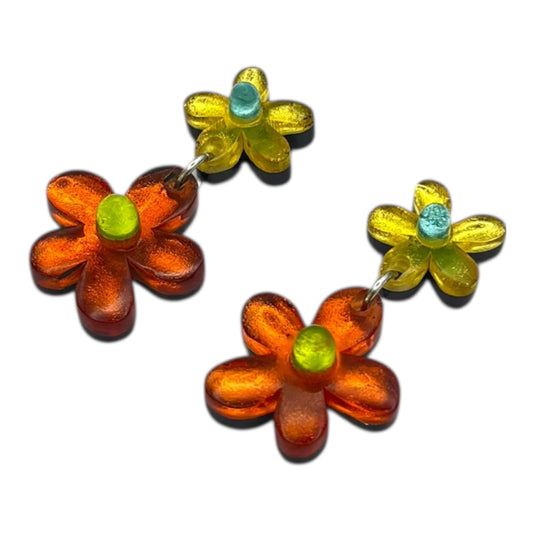 Zest Flower Double Drop Stud Earrings