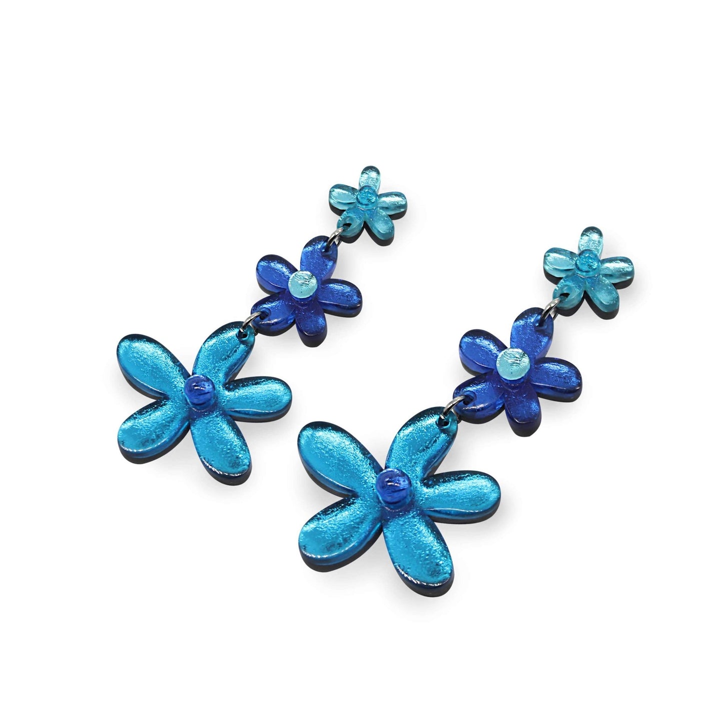 Turquoise Flower Triple Drop Stud Earrings | The Jewellery Stop