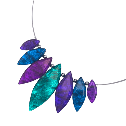 Peacock Aztec Leaf Shiny Necklace | The Jewellery Stop