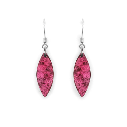 Flamingo Aztec Leaf Shiny Fish Hook Earrings | The Jewellery Stop
