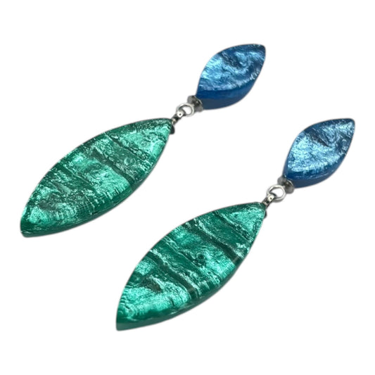 Crystal Aztec Leaf Shiny Double Drop Stud Earrings | The Jewellery Stop