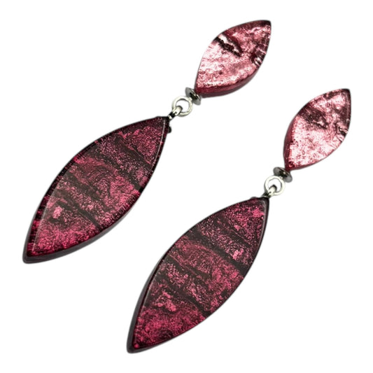 Peony Aztec Leaf Shiny Double Drop Stud Earrings | The Jewellery Stop