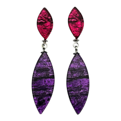 Rainbow Aztec Leaf Shiny Double Drop Stud Earrings | The Jewellery Stop