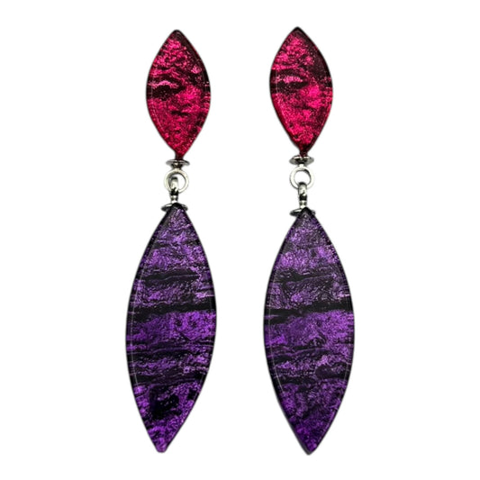 Rainbow Aztec Leaf Shiny Double Drop Stud Earrings | The Jewellery Stop