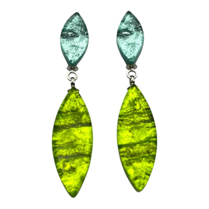 Zest Aztec Leaf Shiny Double Drop Stud Earrings | The Jewellery Stop