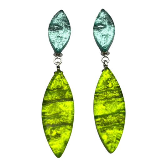 Zest Aztec Leaf Shiny Double Drop Stud Earrings | The Jewellery Stop