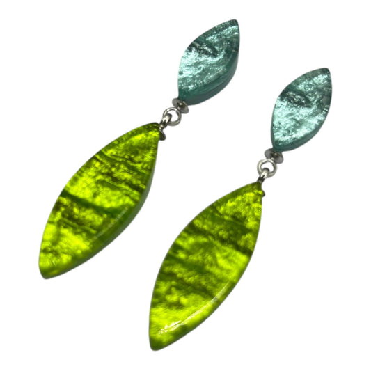 Zest Aztec Leaf Shiny Double Drop Stud Earrings | The Jewellery Stop