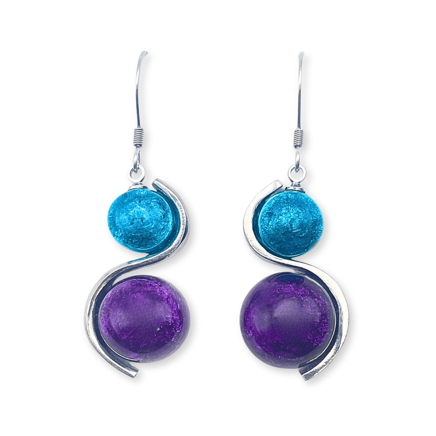 Peacock Bubble Shiny Fish Hook Earrings