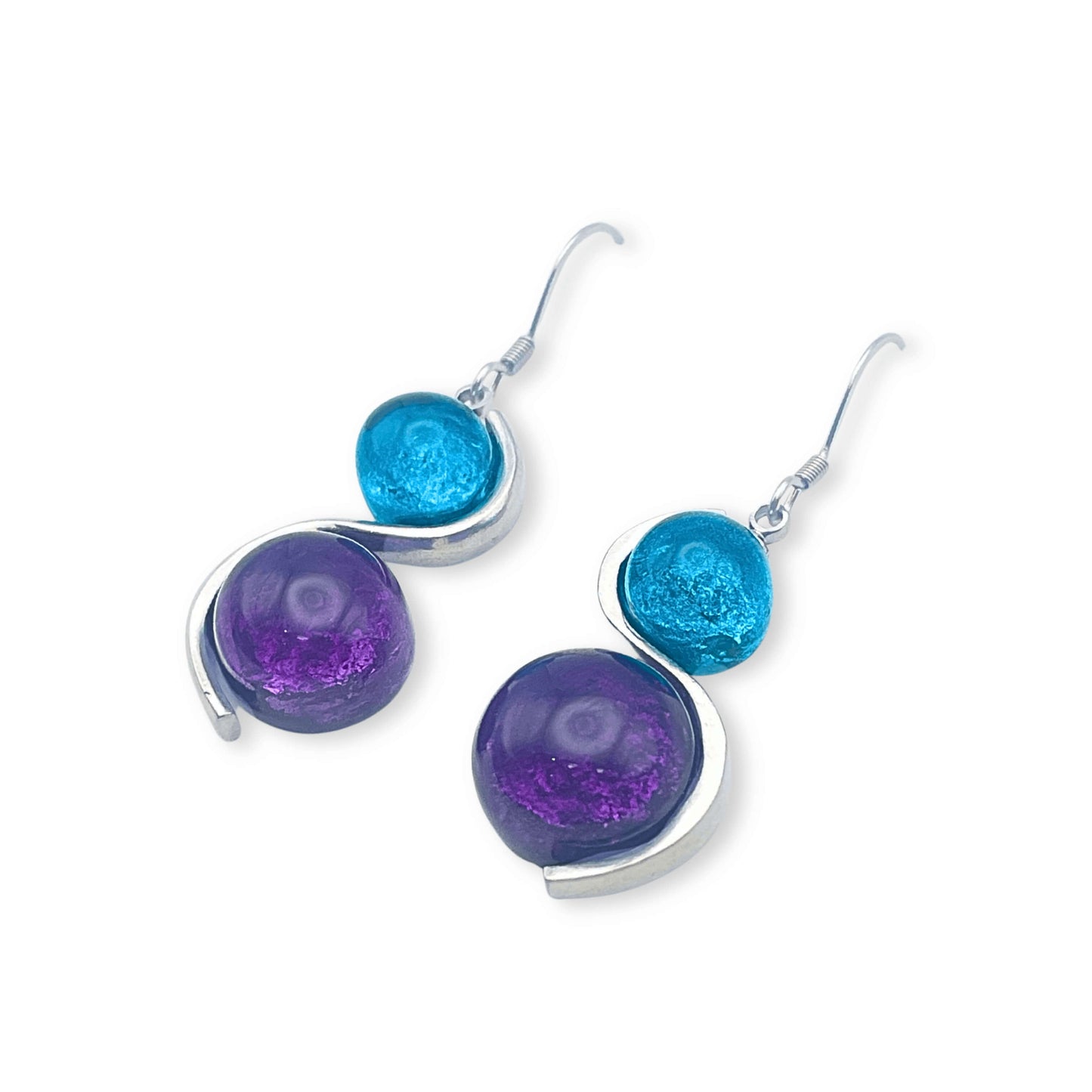 Peacock Bubble Shiny Fish Hook Earrings