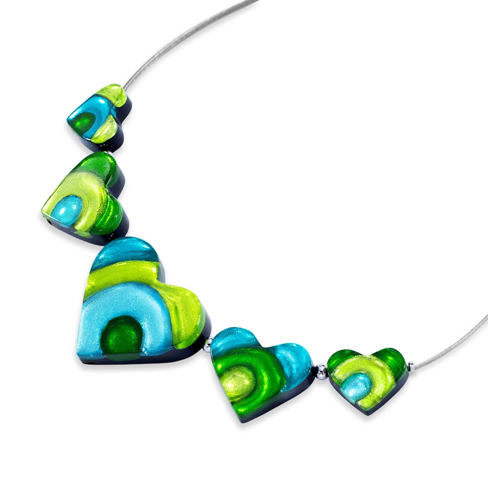 Neptune Heart Swirl Shiny Necklace