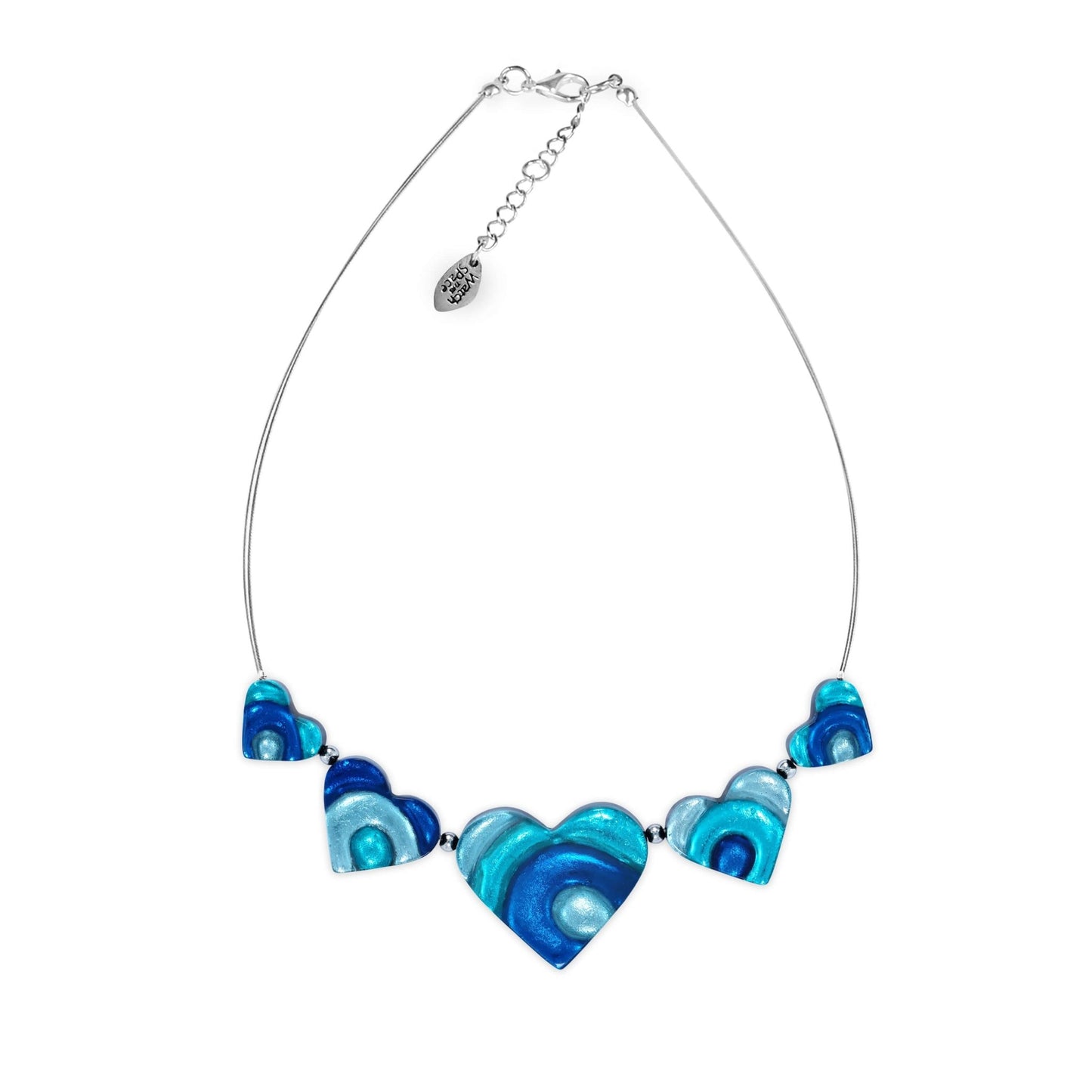 Teal Heart Swirl Shiny Necklace | The Jewellery Stop