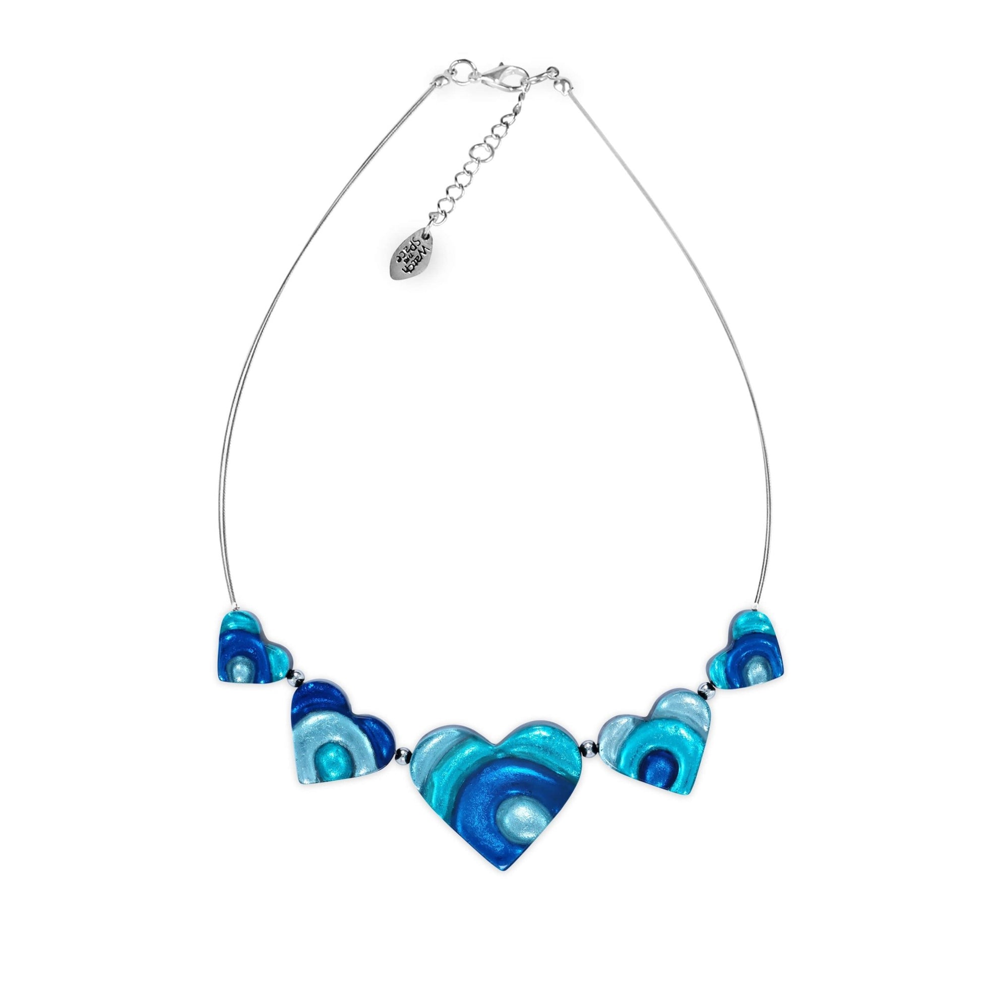 Teal Heart Swirl Shiny Necklace | The Jewellery Stop
