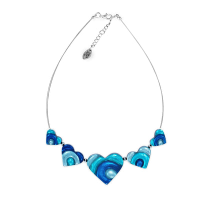 Teal Heart Swirl Shiny Necklace | The Jewellery Stop