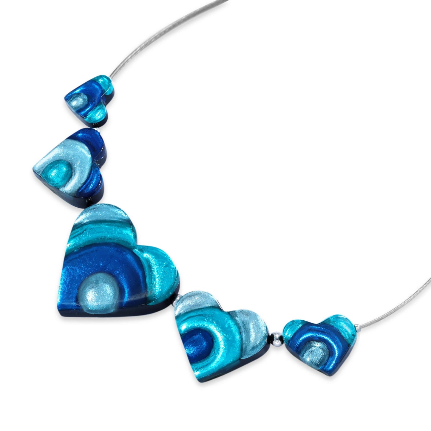 Teal Heart Swirl Shiny Necklace | The Jewellery Stop