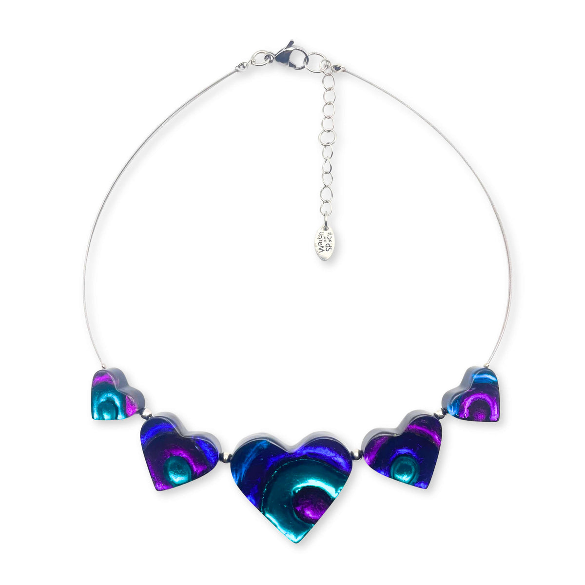 Peacock Heart Swirl Shiny Necklace