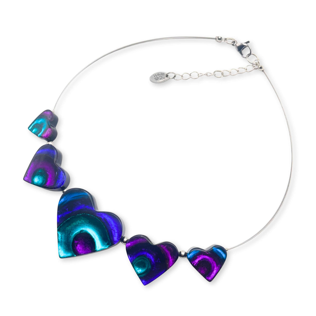 Peacock Heart Swirl Shiny Necklace