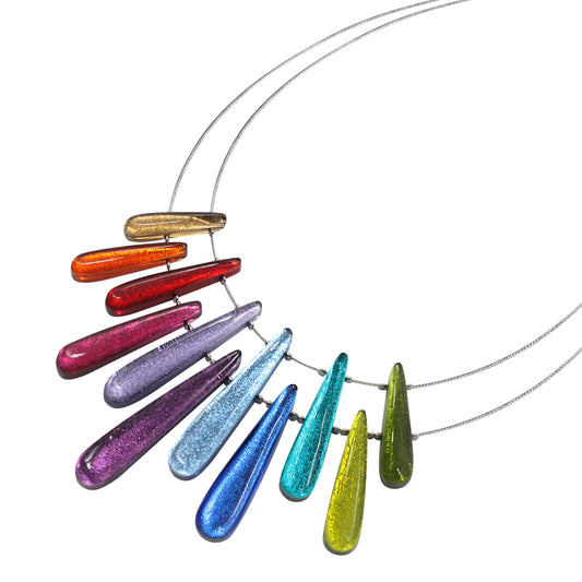 Rainbow Teardrop Shiny Necklace
