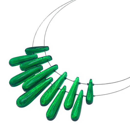 Emerald Teardrop Shiny Necklace | The Jewellery Stop