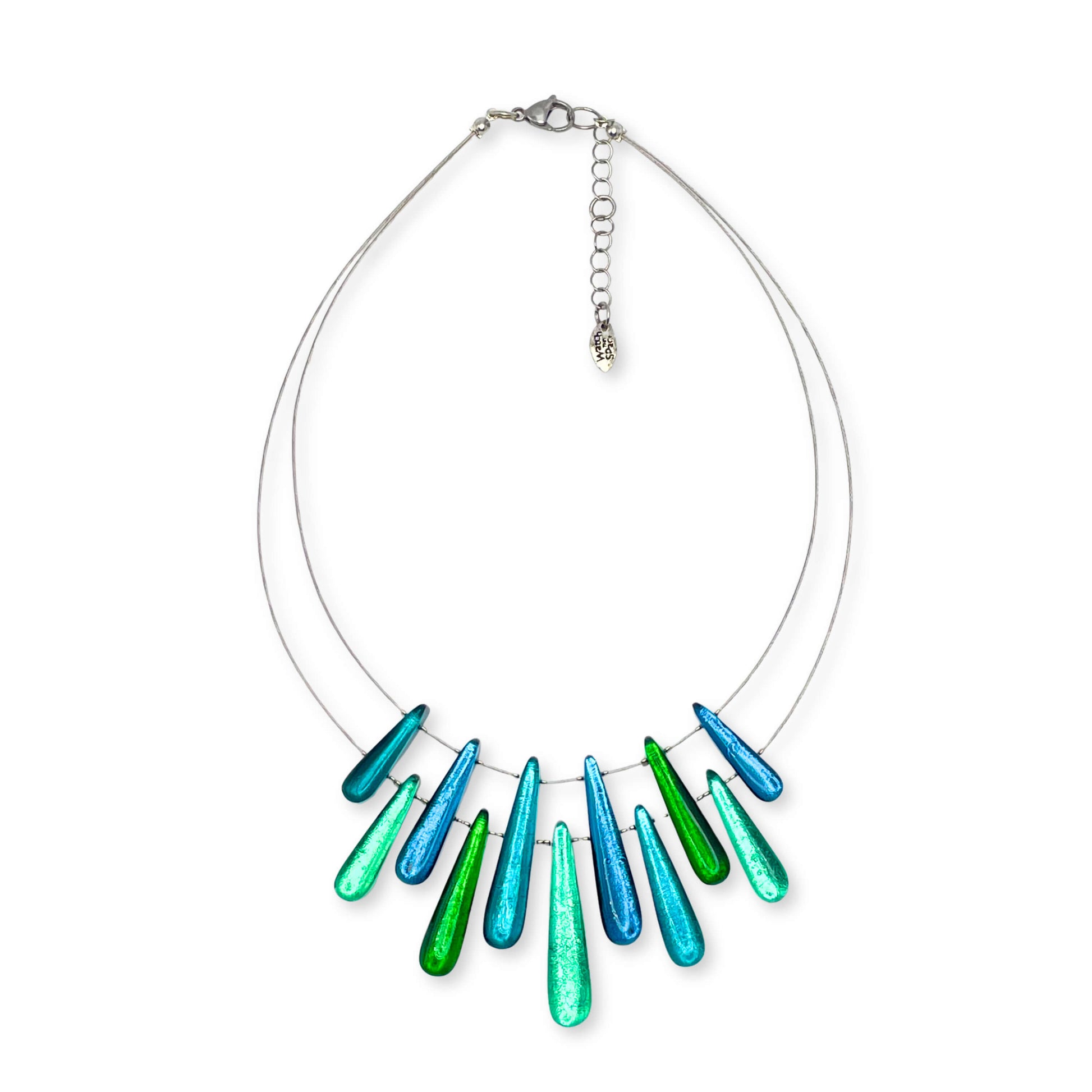 Verdigris Teardrop Shiny Necklace