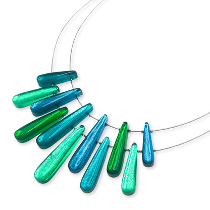 Verdigris Teardrop Shiny Necklace