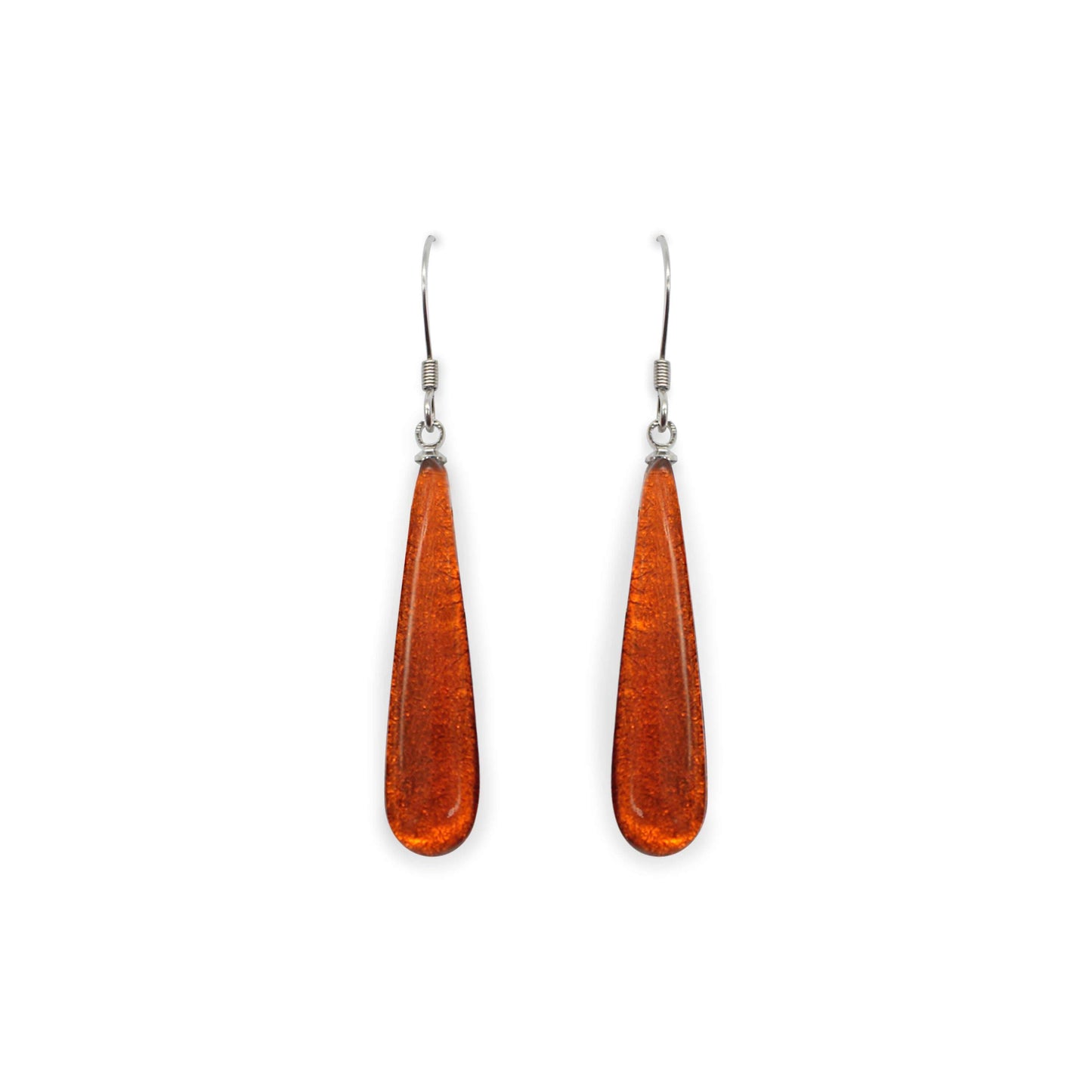 Amber Teardrop Shiny Fish Hook Earrings | The Jewellery Stop