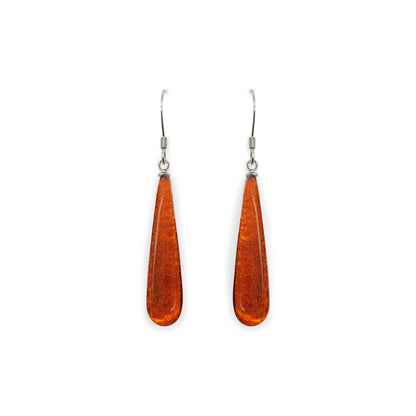 Amber Teardrop Shiny Fish Hook Earrings | The Jewellery Stop