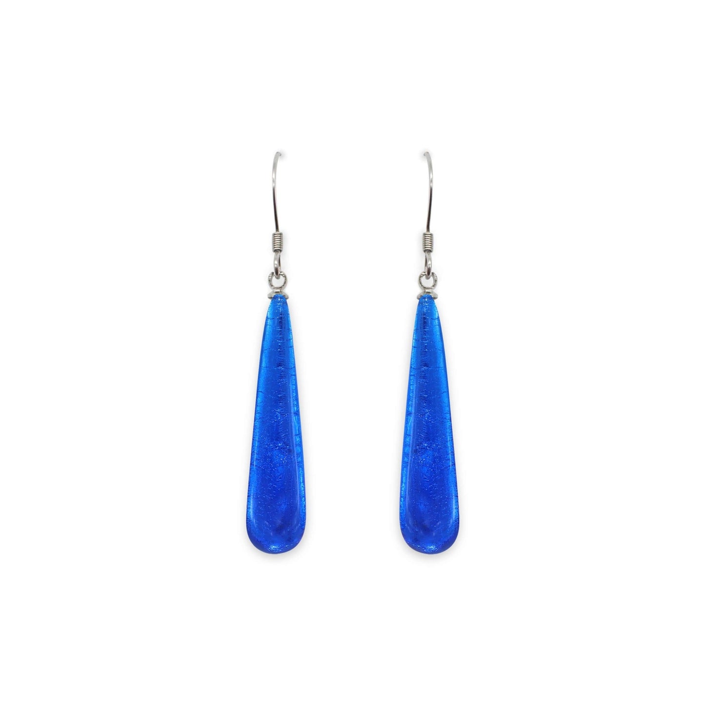 Azure Teardrop Shiny Fish Hook Earrings | The Jewellery Stop